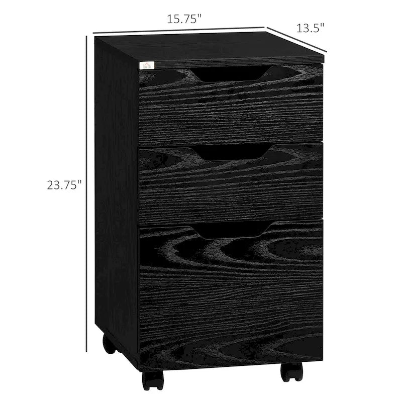 3-Drawer Mobile Under-Desk Storage Cabinet with Locking Wheels