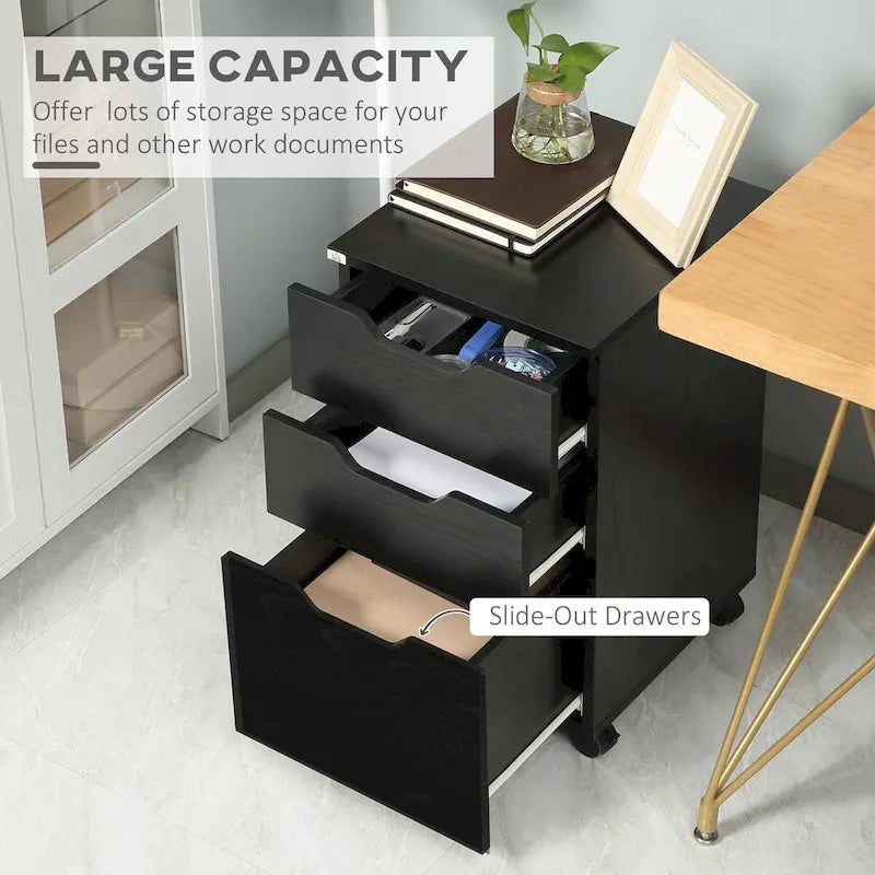 3-Drawer Mobile Under-Desk Storage Cabinet with Locking Wheels