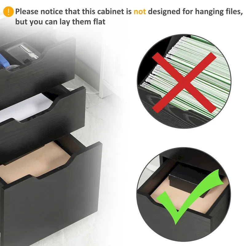 3-Drawer Mobile Under-Desk Storage Cabinet with Locking Wheels
