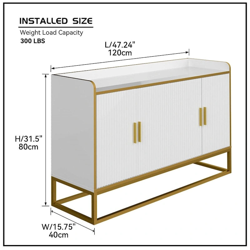 Modern Buffet Cabinet with Gold Metal Legs