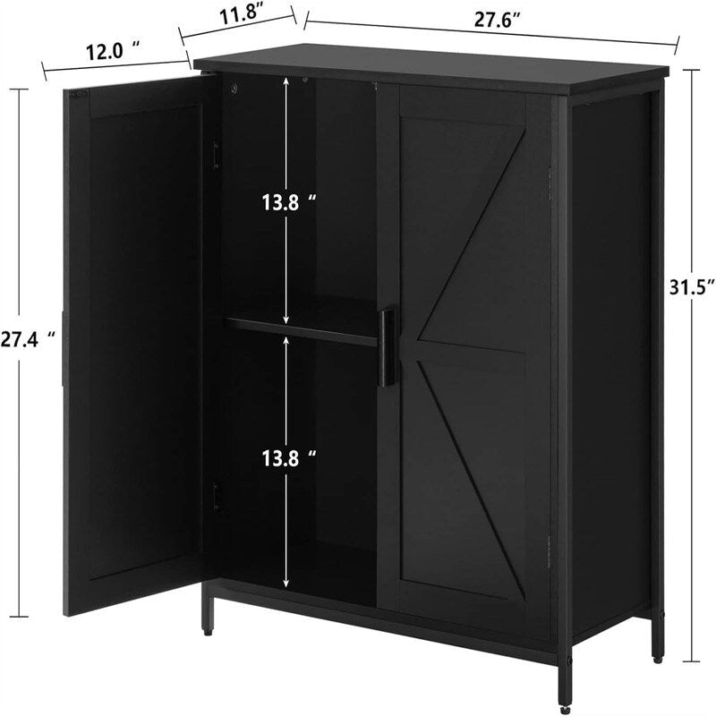 Farmhouse Barn Door Buffet Cabinet with Large Storage Compartments