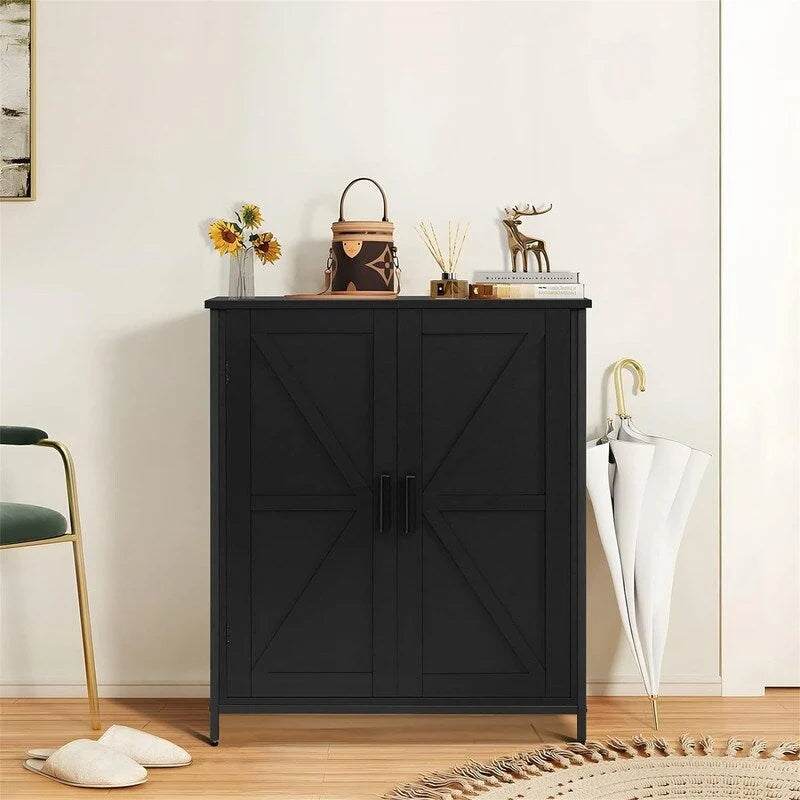 Farmhouse Barn Door Buffet Cabinet with Large Storage Compartments