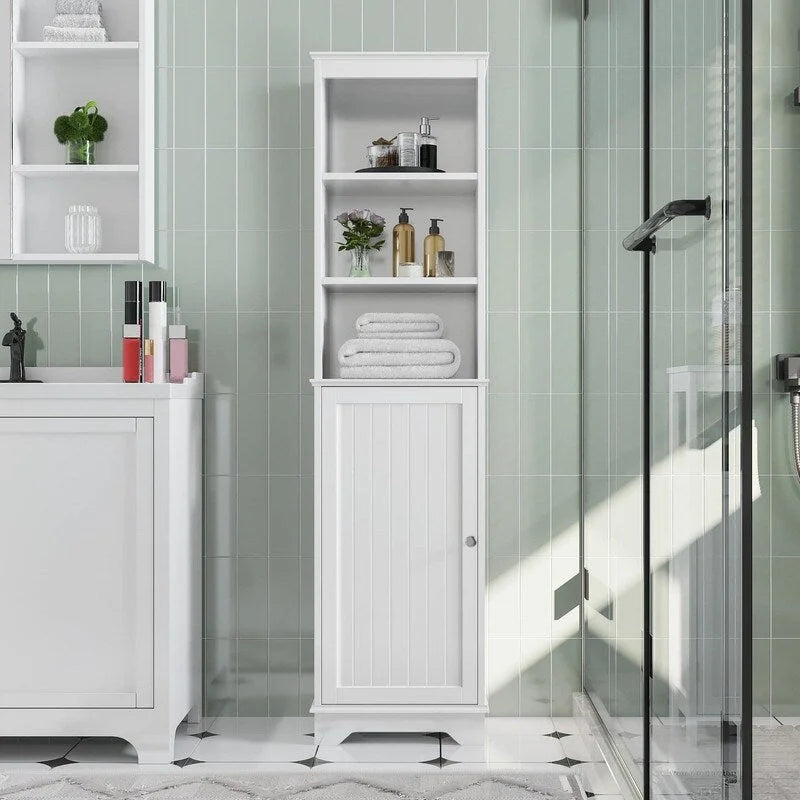 White Tall Bathroom Storage Cabinet
