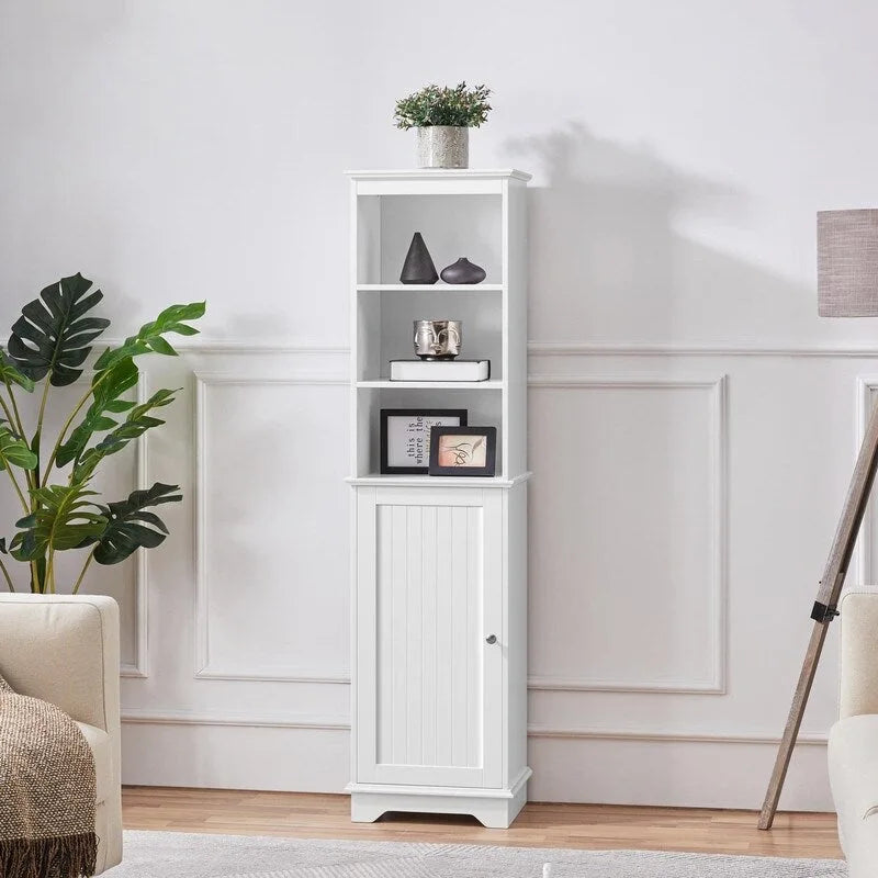 White Tall Bathroom Storage Cabinet