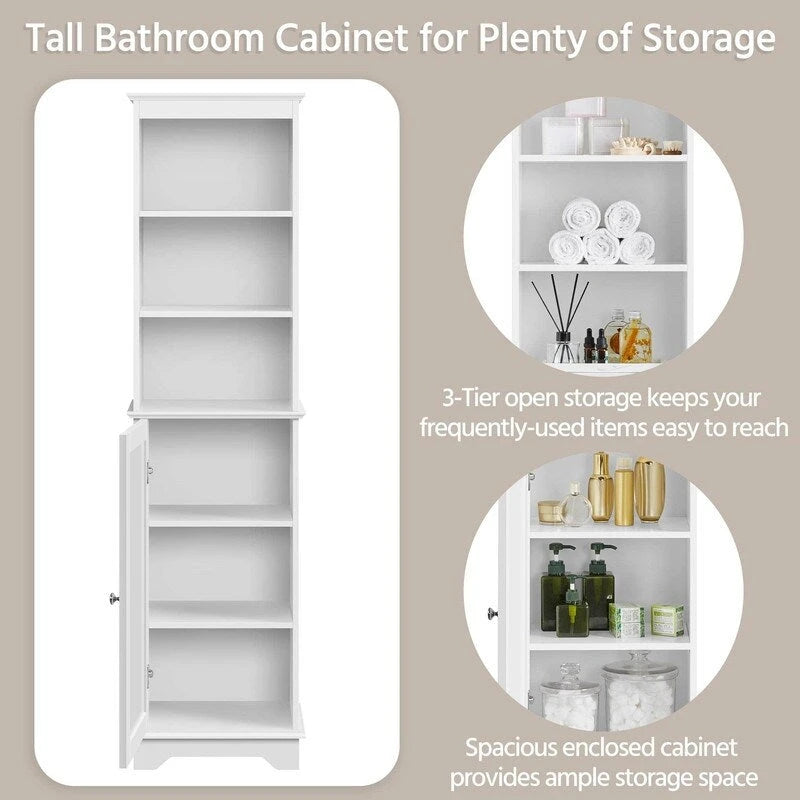 White Tall Bathroom Storage Cabinet