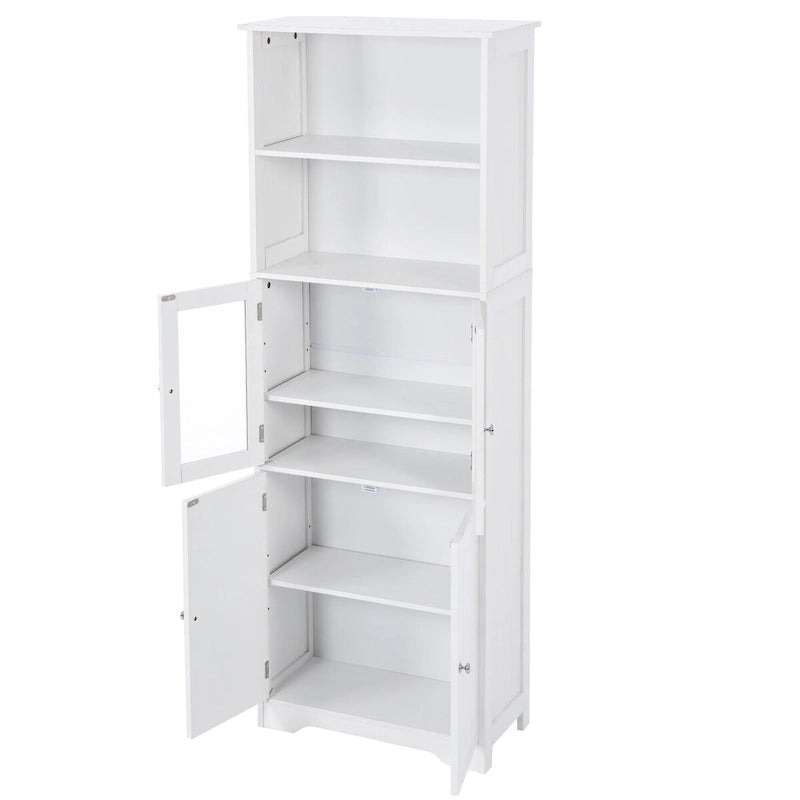Tall Bathroom Storage Cabinet with Glass Doors