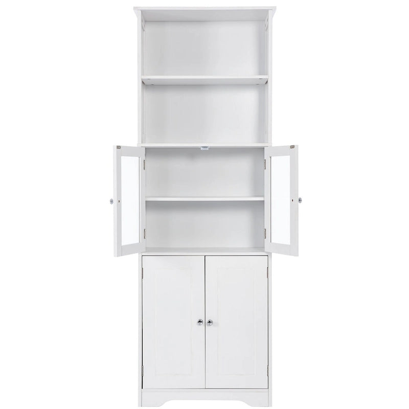 Tall Bathroom Storage Cabinet with Glass Doors