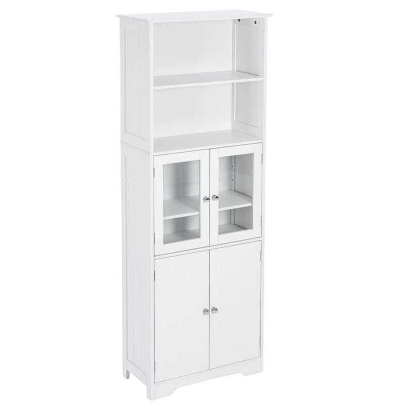 Tall Bathroom Storage Cabinet with Glass Doors