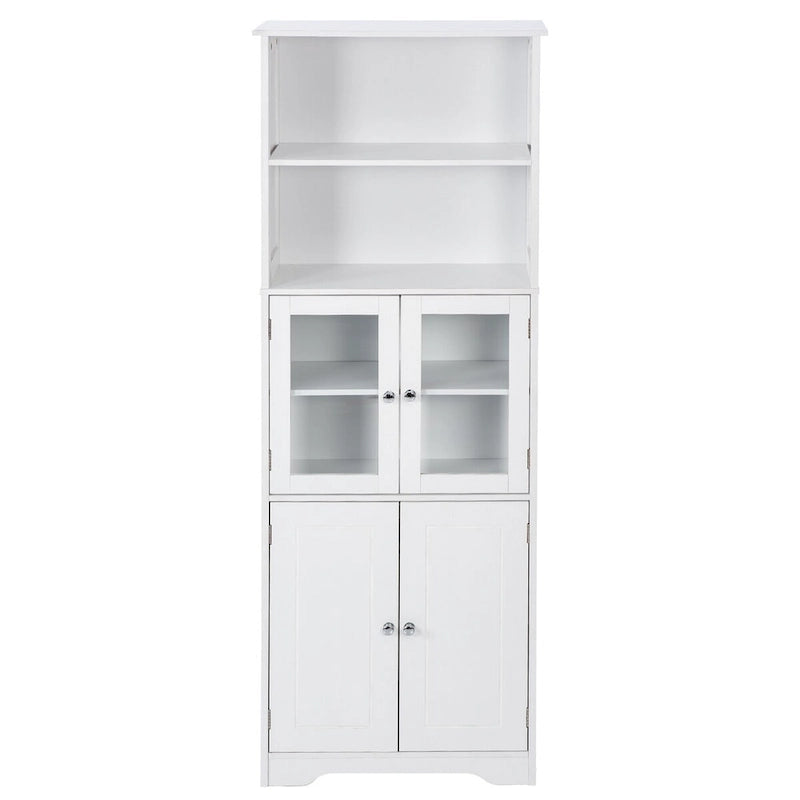 Tall Bathroom Storage Cabinet with Glass Doors