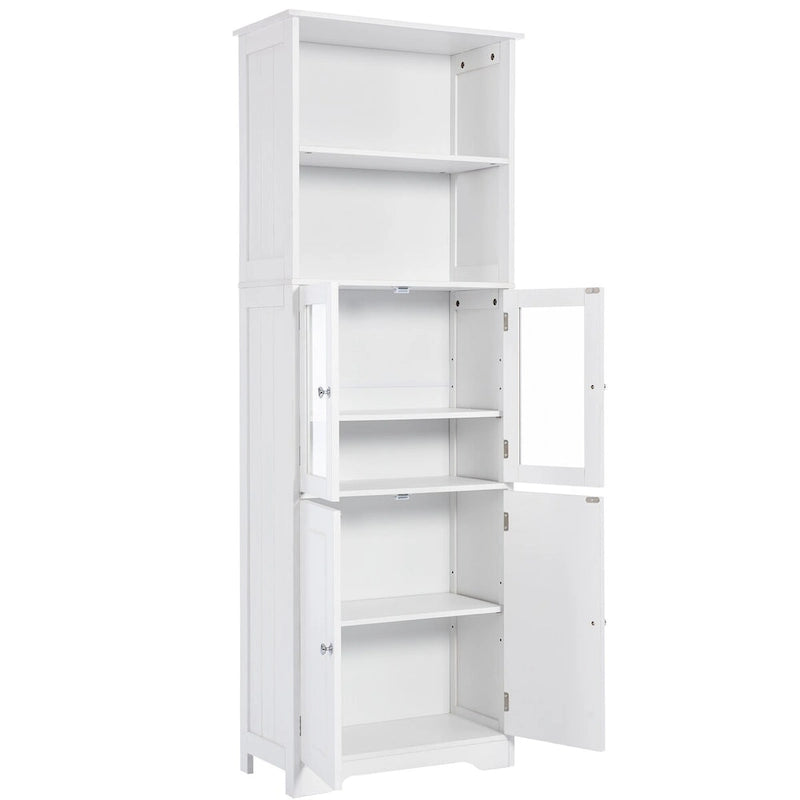 Tall Bathroom Storage Cabinet with Glass Doors