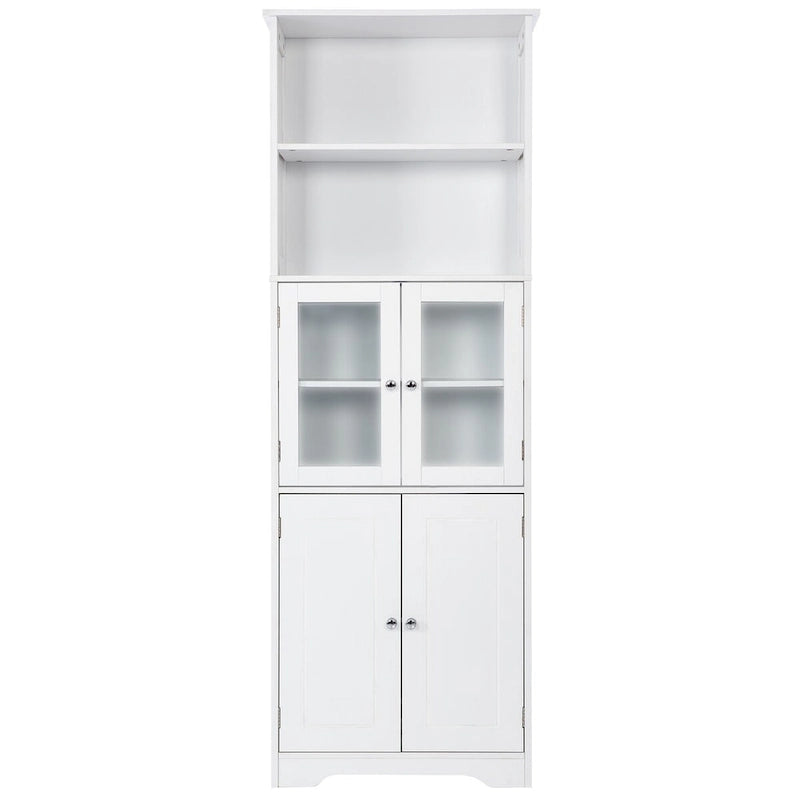 Tall Bathroom Storage Cabinet with Glass Doors
