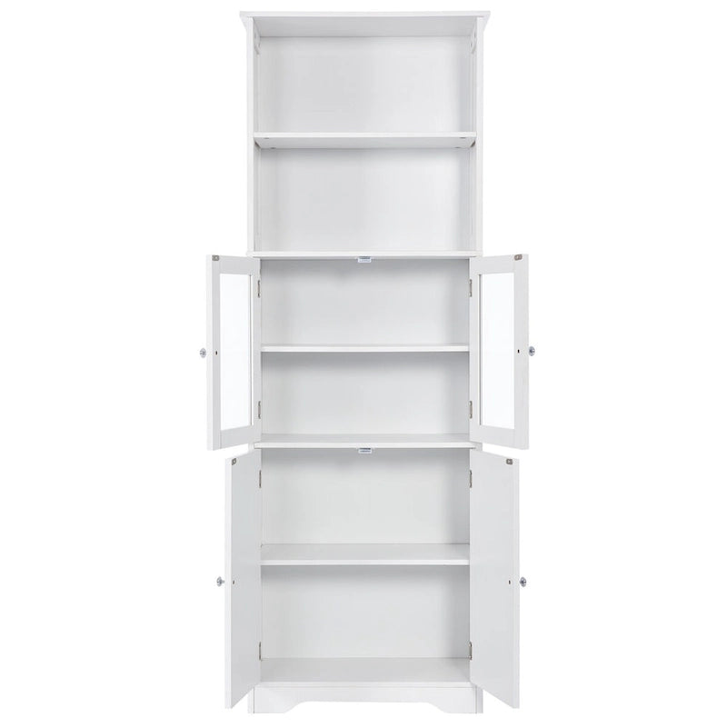 Tall Bathroom Storage Cabinet with Glass Doors