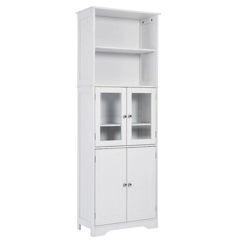 Tall Bathroom Storage Cabinet with Glass Doors