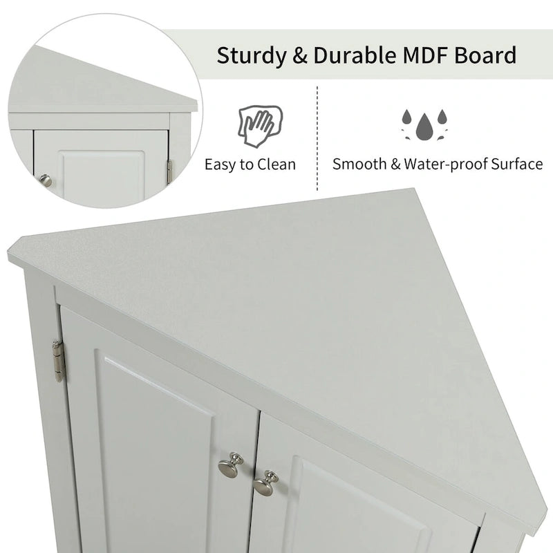 Freestanding Triangle Corner Storage Cabinet with Adjustable Shelves