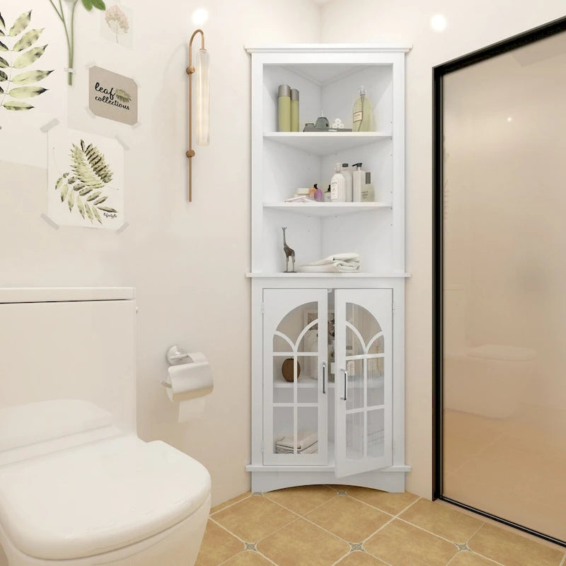 5-Tier Corner Storage Cabinet with Adjustable Shelves
