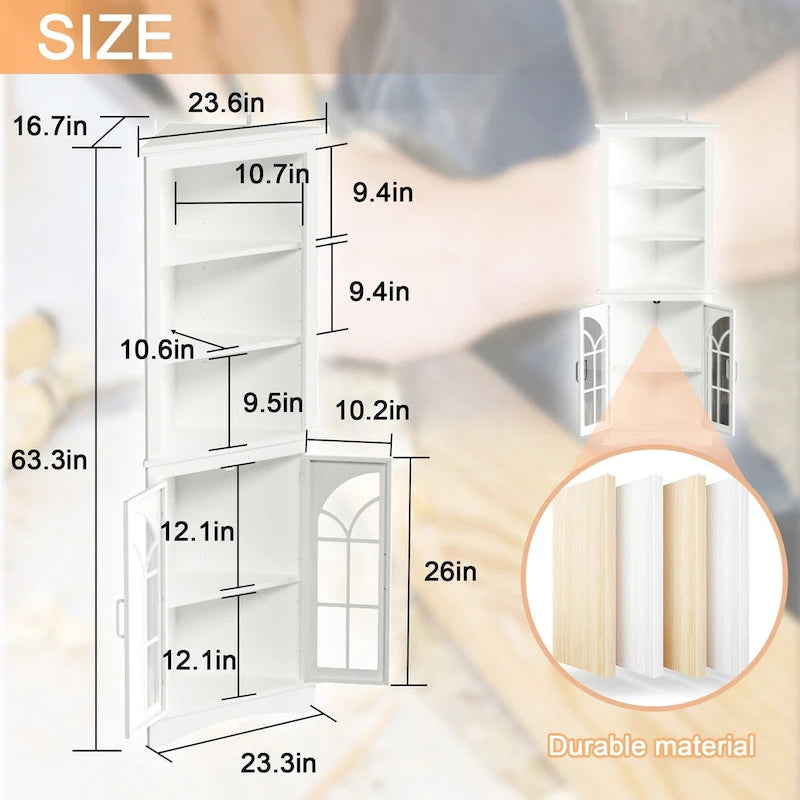 5-Tier Corner Storage Cabinet with Adjustable Shelves