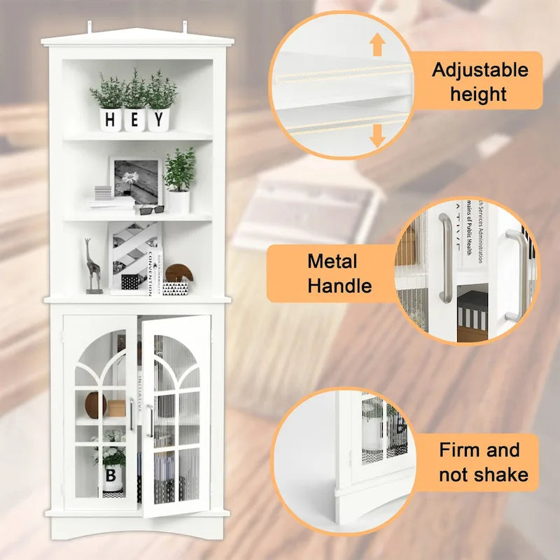 5-Tier Corner Storage Cabinet with Adjustable Shelves