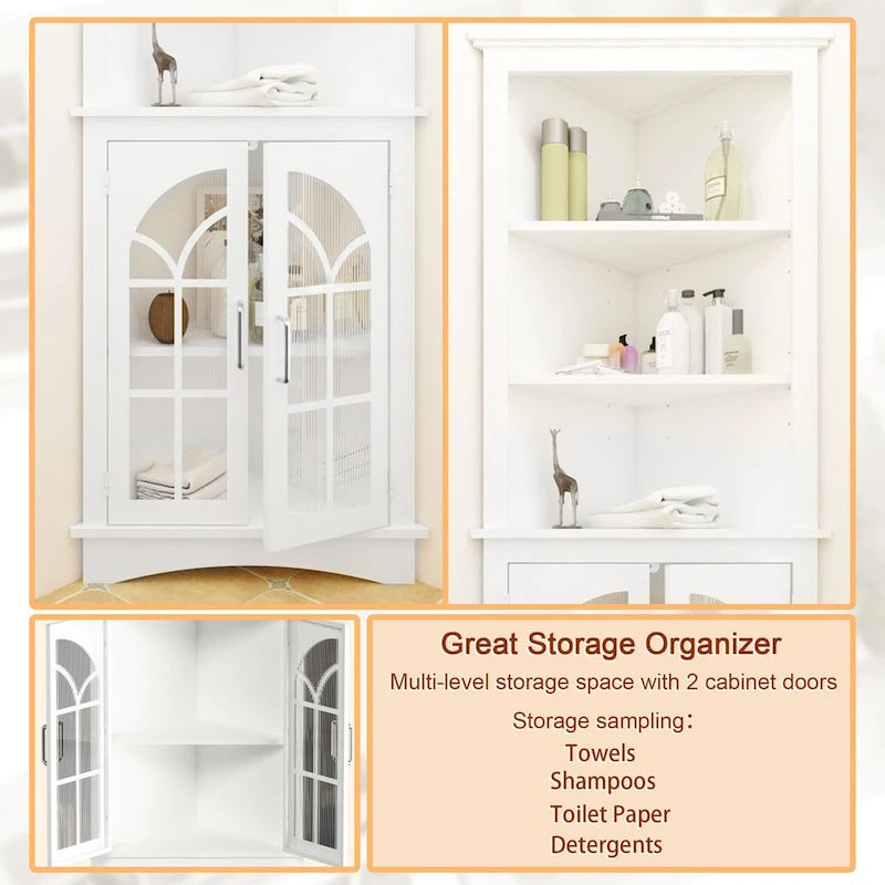 5-Tier Corner Storage Cabinet with Adjustable Shelves
