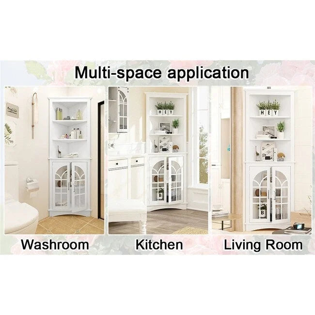 5-Tier Corner Storage Cabinet with Adjustable Shelves