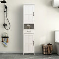 Slim Double Door Floor Cabinet with Open Shelf
