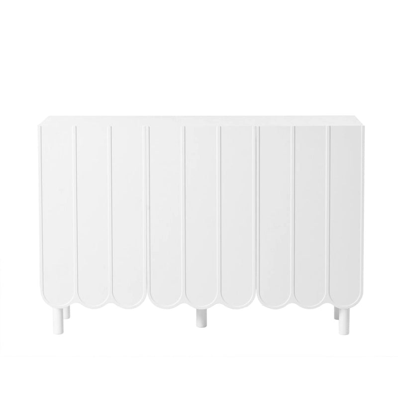 Minimalist Sideboard Cabinet with Wave Doors and 5 Pine Legs