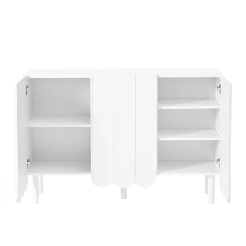 Minimalist Sideboard Cabinet with Wave Doors and 5 Pine Legs