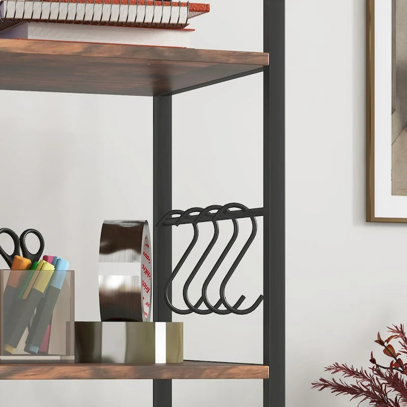2-Drawer Locking Mobile File Cabinet with Open Shelves and Hooks