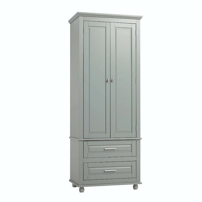 Tall Storage Cabinet with Enclosed Shelves and 2 Large Drawers
