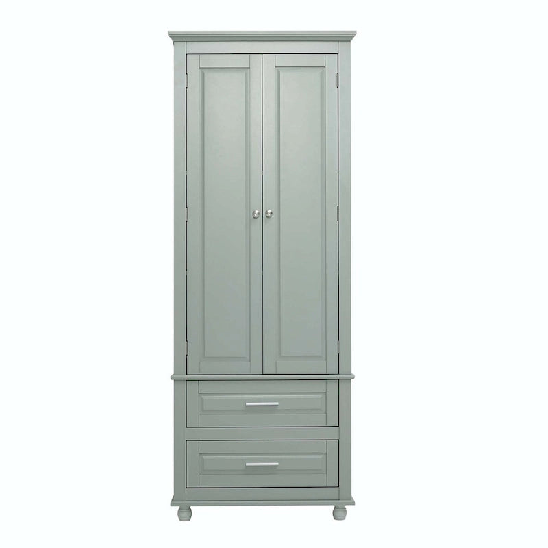 Tall Storage Cabinet with Enclosed Shelves and 2 Large Drawers