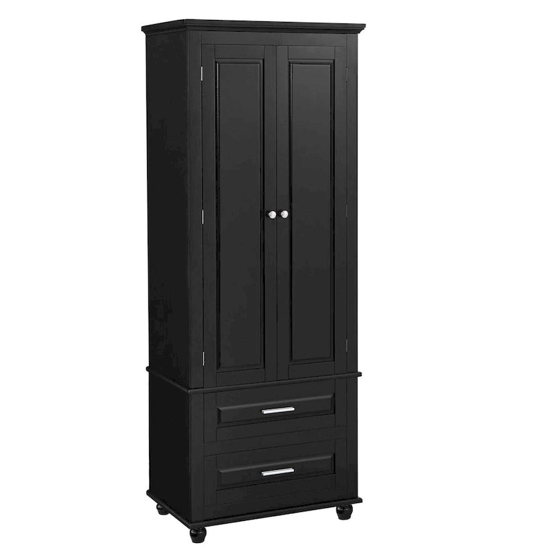 Tall Storage Cabinet with Enclosed Shelves and 2 Large Drawers