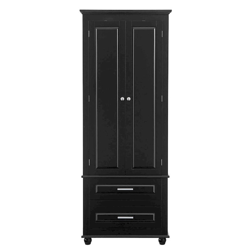 Tall Storage Cabinet with Enclosed Shelves and 2 Large Drawers
