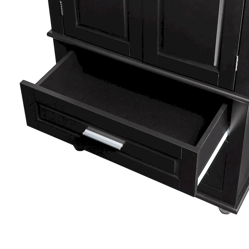 Tall Storage Cabinet with Enclosed Shelves and 2 Large Drawers
