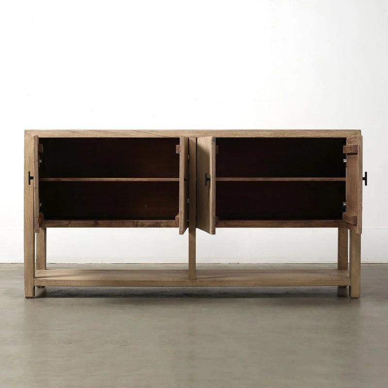 67" Farmhouse 4-Door Sideboard with Shelf in Weathered Natural